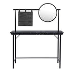 Mobile Toeletta FurnitureR con Specchio Circolare Rimovibile, Tavolo da Trucco Semplice, Scrivania Multifunzione per Camera da Letto, Nero