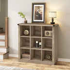 GustoWave Scaffale Organizzatore a 9 Cubi, Libreria in Legno da 95 cm per Ingresso, Librerie Basse Lunghe per Soggiorno