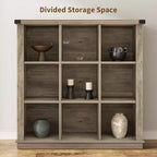 GustoWave Scaffale Organizzatore a 9 Cubi, Libreria in Legno da 95 cm per Ingresso, Librerie Basse Lunghe per Soggiorno