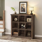 GustoWave Scaffale Organizzatore a 9 Cubi, Libreria in Legno da 95 cm per Ingresso, Librerie Basse Lunghe per Soggiorno