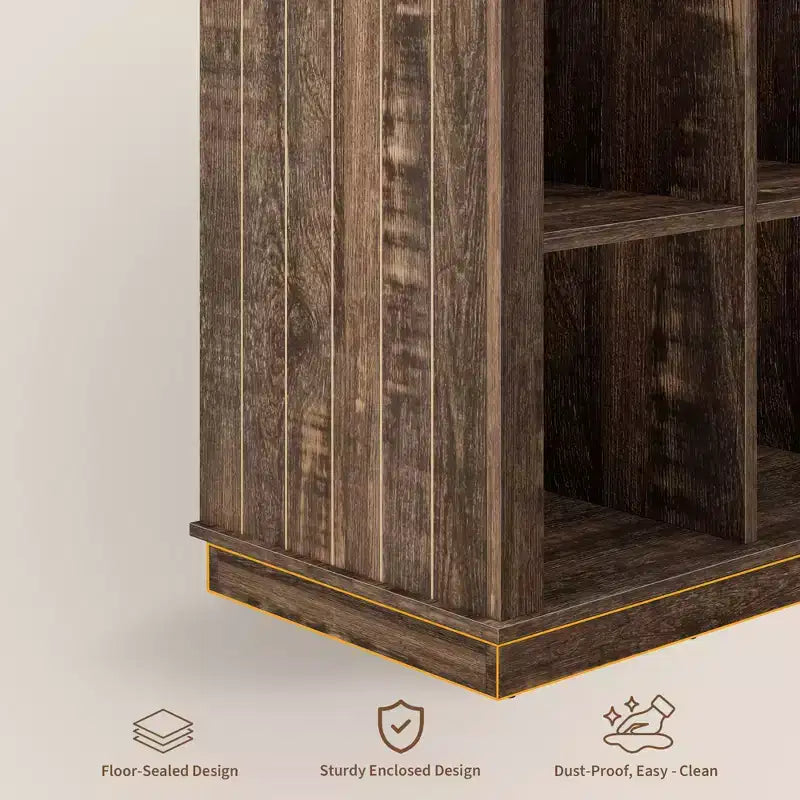 GustoWave Scaffale Organizzatore a 9 Cubi, Libreria in Legno da 95 cm per Ingresso, Librerie Basse Lunghe per Soggiorno