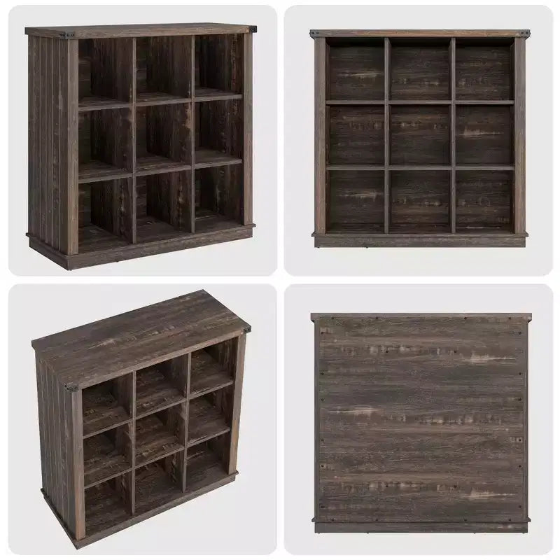 GustoWave Scaffale Organizzatore a 9 Cubi, Libreria in Legno da 95 cm per Ingresso, Librerie Basse Lunghe per Soggiorno