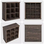 GustoWave Scaffale Organizzatore a 9 Cubi, Libreria in Legno da 95 cm per Ingresso, Librerie Basse Lunghe per Soggiorno
