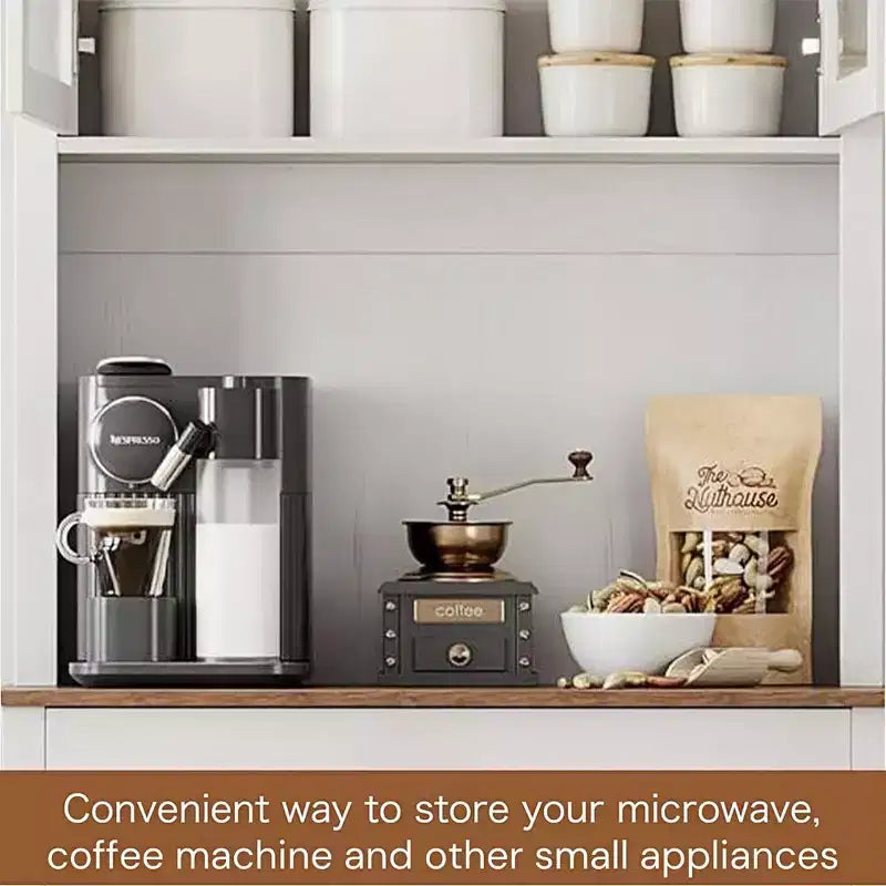 GustoWave Armadietto Dispensa da Cucina 71'' con Ante in Vetro e Supporto per Microonde, Mobile Dispensa Alto Indipendente per Sala da Pranzo
