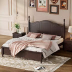 Struttura Letto a Piattaforma Retrò, Letto in Legno con Testiera per Camera da Letto