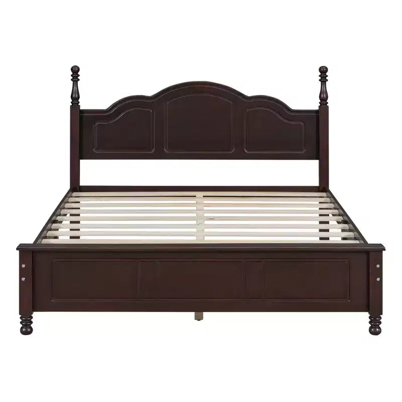 Struttura Letto a Piattaforma Retrò, Letto in Legno con Testiera per Camera da Letto