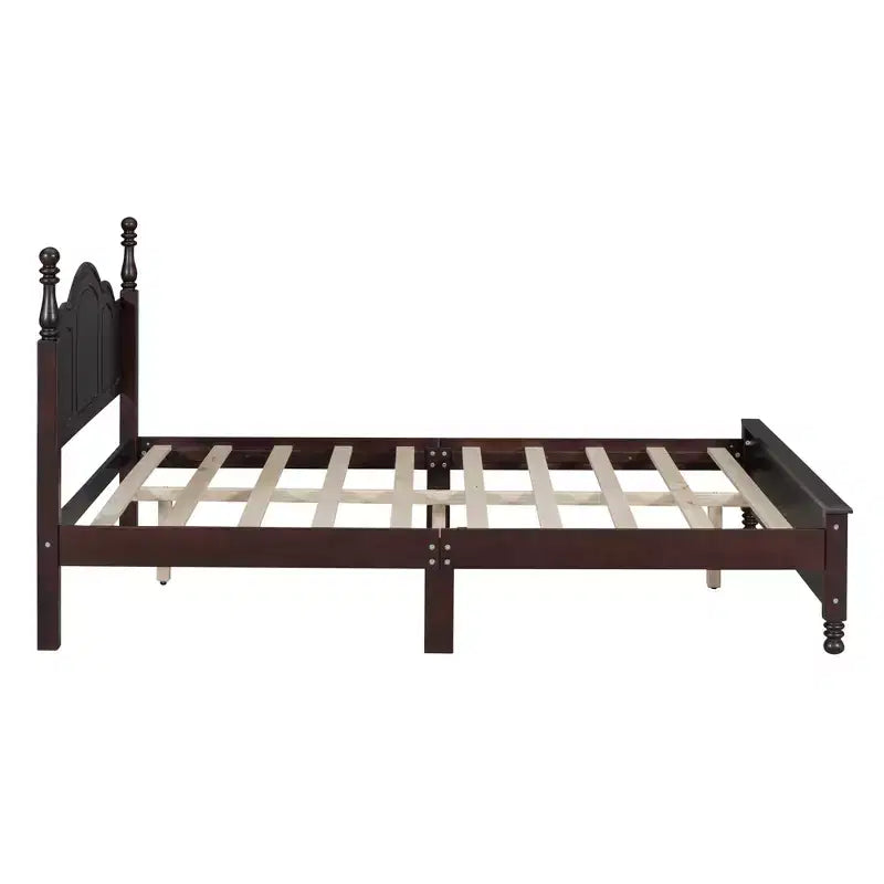 Struttura Letto a Piattaforma Retrò, Letto in Legno con Testiera per Camera da Letto