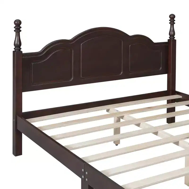 Struttura Letto a Piattaforma Retrò, Letto in Legno con Testiera per Camera da Letto