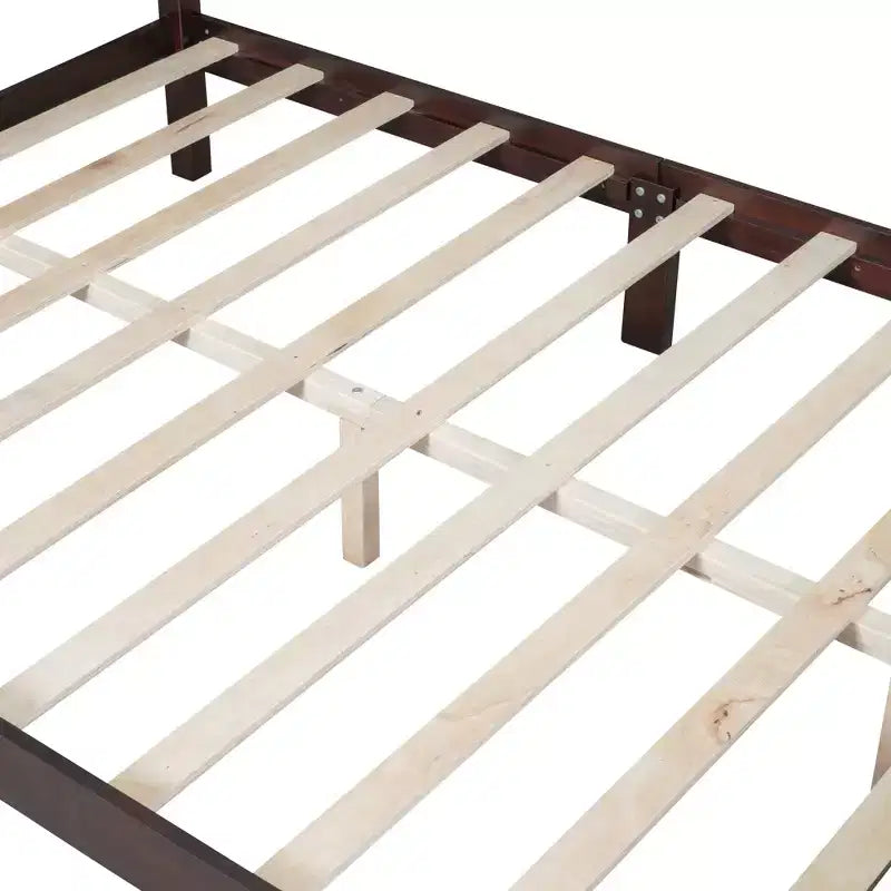 Struttura Letto a Piattaforma Retrò, Letto in Legno con Testiera per Camera da Letto
