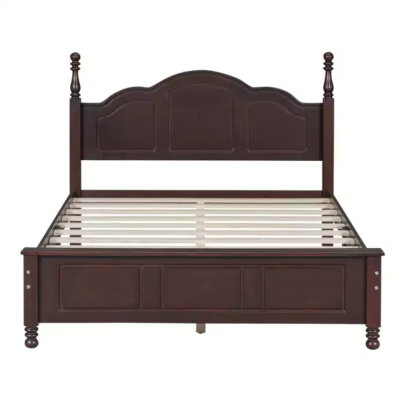 Struttura Letto a Piattaforma Retrò, Letto in Legno con Testiera per Camera da Letto