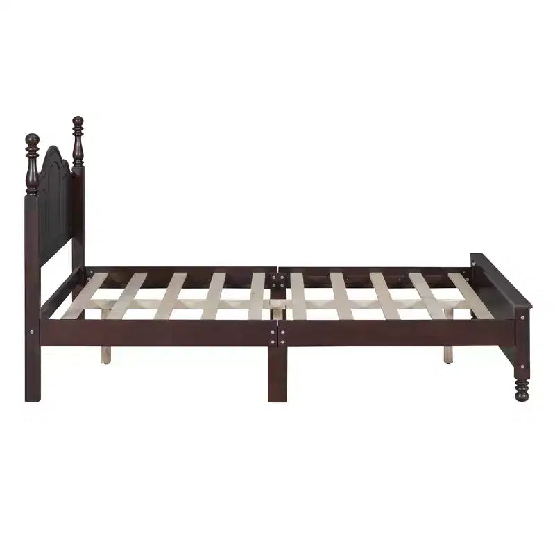 Struttura Letto a Piattaforma Retrò, Letto in Legno con Testiera per Camera da Letto