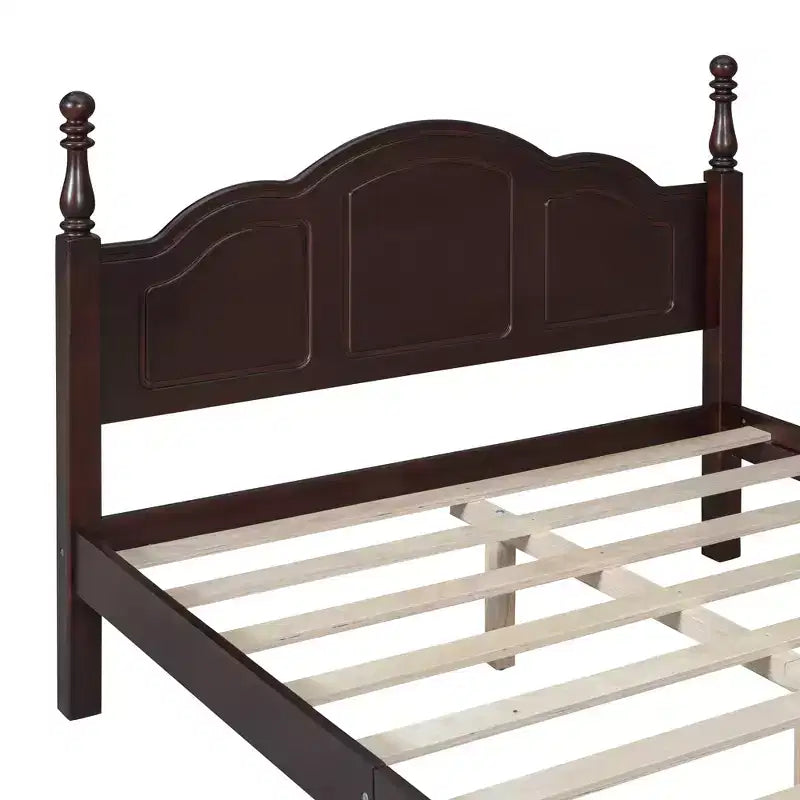 Struttura Letto a Piattaforma Retrò, Letto in Legno con Testiera per Camera da Letto