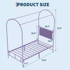 COZONY Struttura Letto Singolo con Testiera Imbottita, Letto a Piattaforma in Metallo con Design ad Arco e Spazio di Archiviazione Sotto il Letto, Nessuna Rete a Molle Necessaria