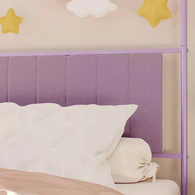 COZONY Struttura Letto Singolo con Testiera Imbottita, Letto a Piattaforma in Metallo con Design ad Arco e Spazio di Archiviazione Sotto il Letto, Nessuna Rete a Molle Necessaria