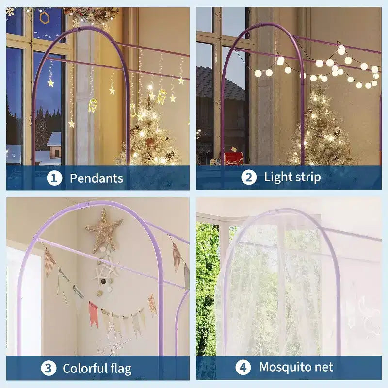 COZONY Struttura Letto Singolo con Testiera Imbottita, Letto a Piattaforma in Metallo con Design ad Arco e Spazio di Archiviazione Sotto il Letto, Nessuna Rete a Molle Necessaria