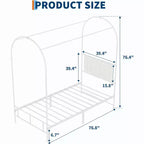 COZONY Struttura Letto Singolo con Testiera Imbottita, Letto a Piattaforma in Metallo con Design ad Arco e Spazio di Archiviazione Sotto il Letto, Nessuna Rete a Molle Necessaria