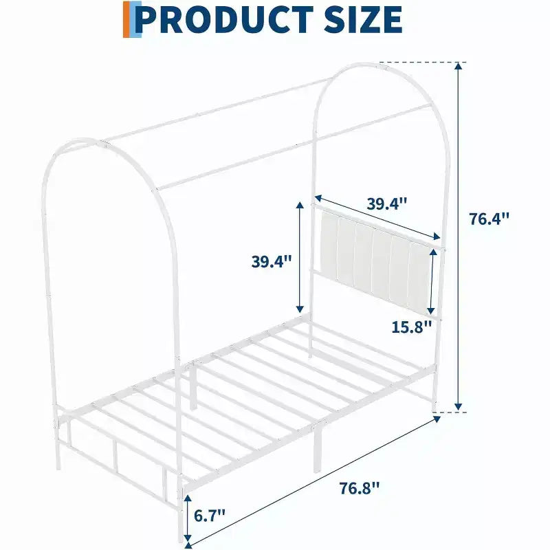 COZONY Struttura Letto Singolo con Testiera Imbottita, Letto a Piattaforma in Metallo con Design ad Arco e Spazio di Archiviazione Sotto il Letto, Nessuna Rete a Molle Necessaria