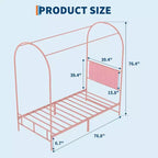 COZONY Struttura Letto Singolo con Testiera Imbottita, Letto a Piattaforma in Metallo con Design ad Arco e Spazio di Archiviazione Sotto il Letto, Nessuna Rete a Molle Necessaria