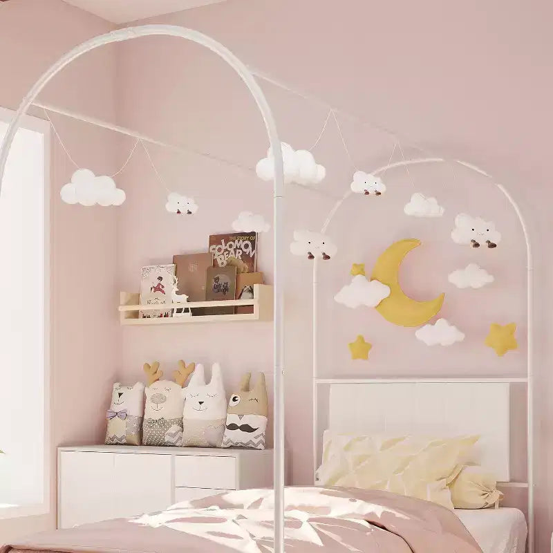 COZONY Struttura Letto Singolo con Testiera Imbottita, Letto a Piattaforma in Metallo con Design ad Arco e Spazio di Archiviazione Sotto il Letto, Nessuna Rete a Molle Necessaria