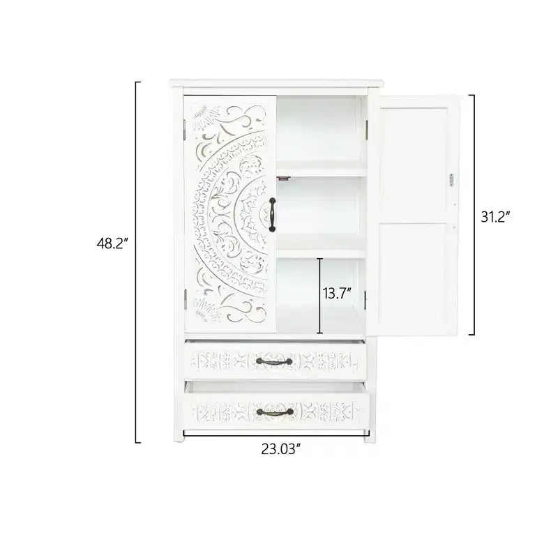 GDFStudio Duarte Madia Contenitore Transizionale 68 cm con 2 Ante e 2 Cassetti