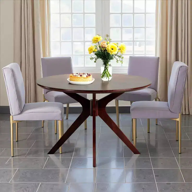 MAYEERTY Tavolo rotondo da pranzo Tulip da 80 cm, piano in legno, base in metallo, per 2-4 persone, nero