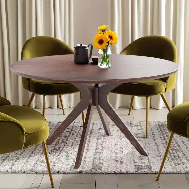 MAYEERTY Tavolo rotondo da pranzo Tulip da 80 cm, piano in legno, base in metallo, per 2-4 persone, nero