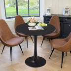 MAYEERTY Tavolo rotondo da pranzo Tulip da 80 cm, piano in legno, base in metallo, per 2-4 persone, nero
