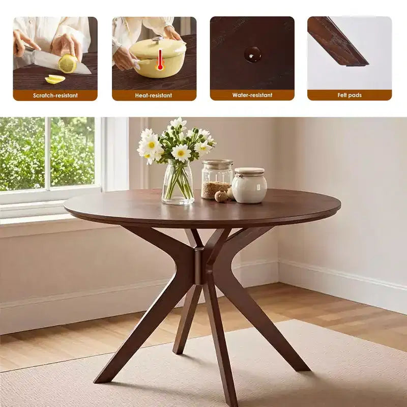 MAYEERTY Tavolo rotondo da pranzo Tulip da 80 cm, piano in legno, base in metallo, per 2-4 persone, nero