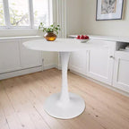 MAYEERTY Tavolo rotondo da pranzo Tulip da 80 cm, piano in legno, base in metallo, per 2-4 persone, nero