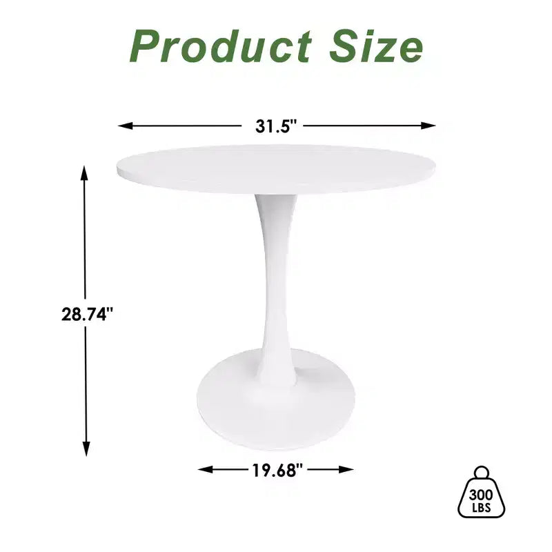 MAYEERTY Tavolo rotondo da pranzo Tulip da 80 cm, piano in legno, base in metallo, per 2-4 persone, nero