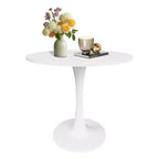 MAYEERTY Tavolo rotondo da pranzo Tulip da 80 cm, piano in legno, base in metallo, per 2-4 persone, nero