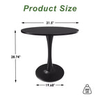MAYEERTY Tavolo rotondo da pranzo Tulip da 80 cm, piano in legno, base in metallo, per 2-4 persone, nero