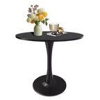 MAYEERTY Tavolo rotondo da pranzo Tulip da 80 cm, piano in legno, base in metallo, per 2-4 persone, nero