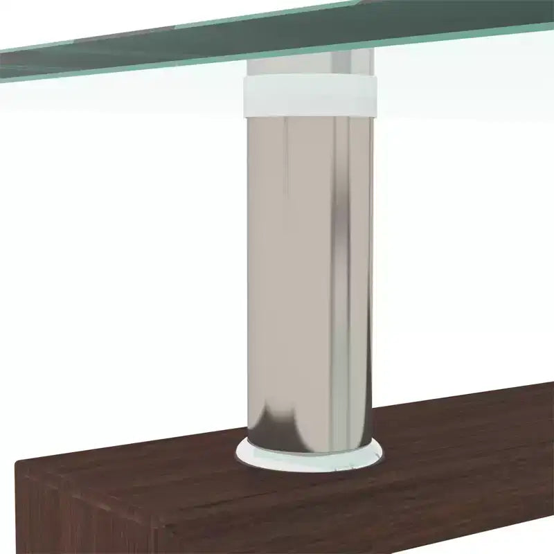 Tavolino da caffè moderno rettangolare in vetro con ripiano inferiore, tavolino laterale per soggiorno o ufficio