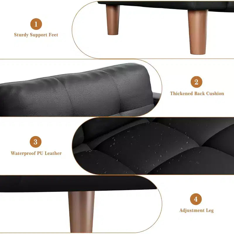 GustoWave Moderno Divano a 3 posti in ecopelle 83 con cuscino a molle, Divano da salotto con seduta profonda e 2 cuscini schienale rimovibili