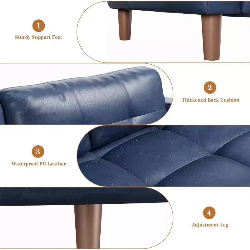 GustoWave Moderno Divano a 3 posti in ecopelle 83 con cuscino a molle, Divano da salotto con seduta profonda e 2 cuscini schienale rimovibili