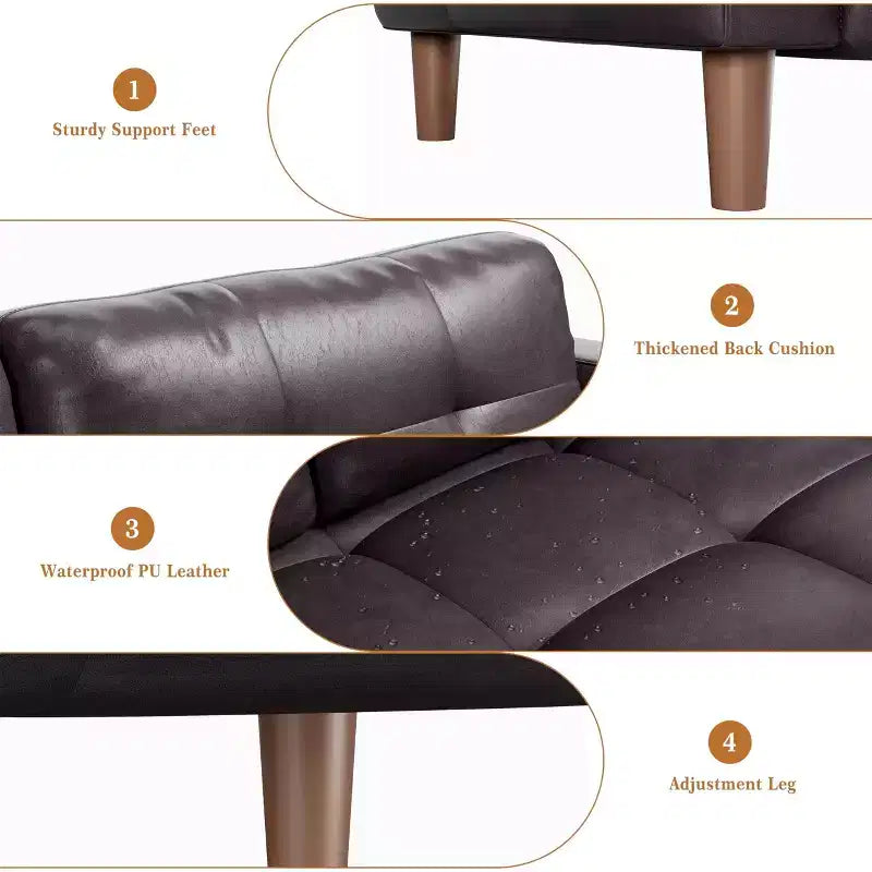 GustoWave Moderno Divano a 3 posti in ecopelle 83 con cuscino a molle, Divano da salotto con seduta profonda e 2 cuscini schienale rimovibili
