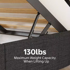 Letto contenitore imbottito Greenstell con luci a LED e stazione di ricarica, letto a piattaforma moderno, robuste doghe in legno
