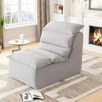 GustoWave Lazy Bean Bag Chair, Floor Couch with High-Resilience Foam, Non-Slip Base, Beanbag Chairs for Adults, Gray