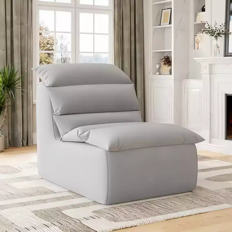 GustoWave Poltrona Sacco Lazy, Divano da Pavimento con Schiuma ad Alta Resilienza, Base Antiscivolo, Poltrone Sacco per Adulti, Grigio