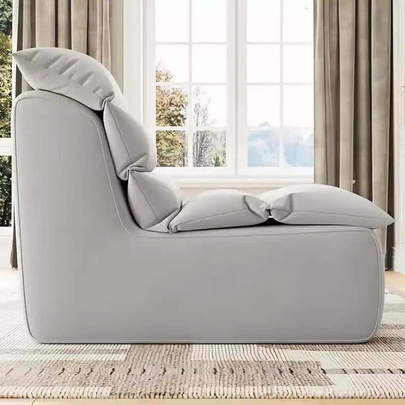 GustoWave Poltrona Sacco Lazy, Divano da Pavimento con Schiuma ad Alta Resilienza, Base Antiscivolo, Poltrone Sacco per Adulti, Grigio