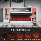 Mobile TV da 72,8 pollici in stile rustico Real Relax con caminetto elettrico a 3 lati in vetro, consolle multimediale regolabile con 12 colori LED per TV fino a 80 pollici