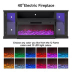 Mobile TV da 72,8 pollici in stile rustico Real Relax con caminetto elettrico a 3 lati in vetro, consolle multimediale regolabile con 12 colori LED per TV fino a 80 pollici