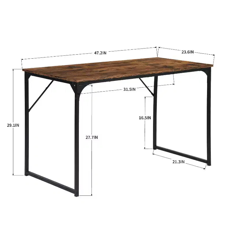 FurnitureR 47.2 Tavolo da Ufficio per Casa Scrivania Semplice per Computer Portatile PC Scrittura Robusta Struttura in Metallo per Sala Studio, Marrone Rustico