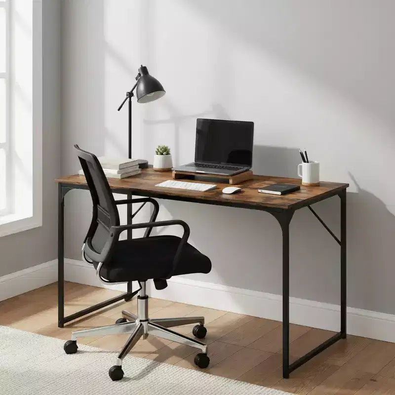 FurnitureR 47.2 Tavolo da Ufficio per Casa Scrivania Semplice per Computer Portatile PC Scrittura Robusta Struttura in Metallo per Sala Studio, Marrone Rustico