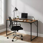 FurnitureR 47.2 Tavolo da Ufficio per Casa Scrivania Semplice per Computer Portatile PC Scrittura Robusta Struttura in Metallo per Sala Studio, Marrone Rustico