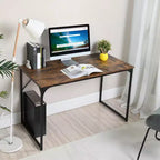 FurnitureR 47.2 Tavolo da Ufficio per Casa Scrivania Semplice per Computer Portatile PC Scrittura Robusta Struttura in Metallo per Sala Studio, Marrone Rustico