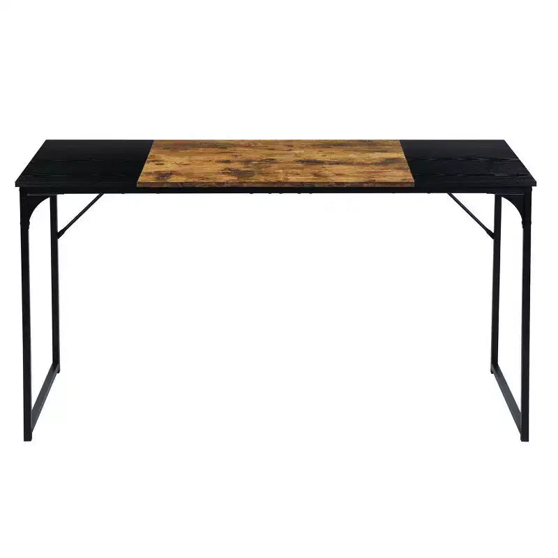 FurnitureR Scrivania per Computer Portatile da Ufficio a Casa da 55", Scrivania da Scrittura con Robusta Struttura in Metallo per Sala Studio, Marrone e Nero