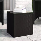 Side Table Black PE rattan Compact Durable Side Table Square