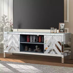 Mobile TV per TV da 65 pollici, Centro multimediale moderno con vano portaoggetti, Mobile TV con ripiano aperto e 2 armadietti per camera da letto e soggiorno